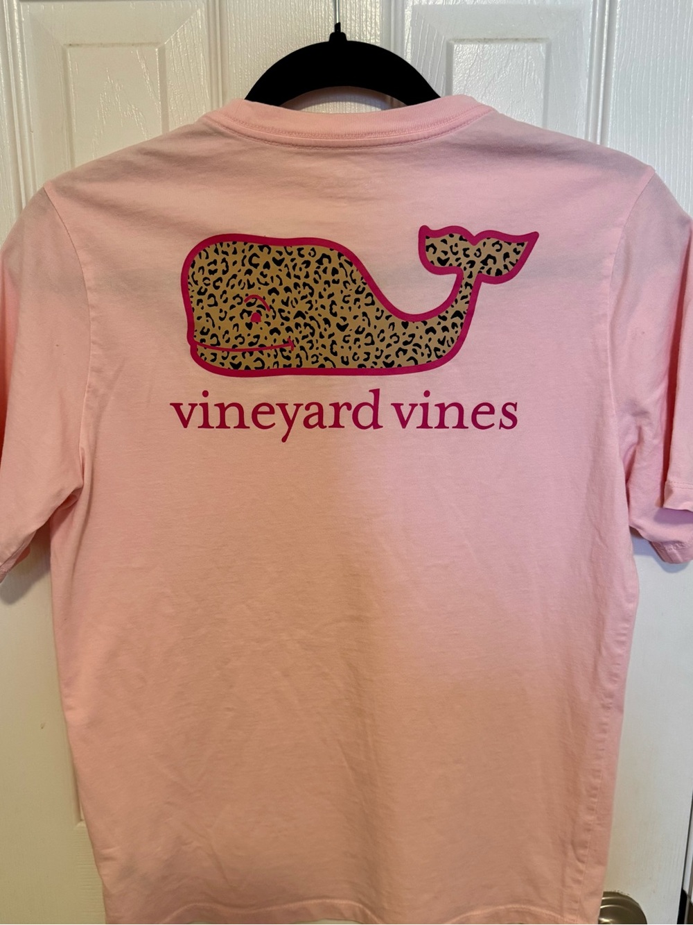 Vineyard Vines Pink Tee with Leopard-Print Whale
